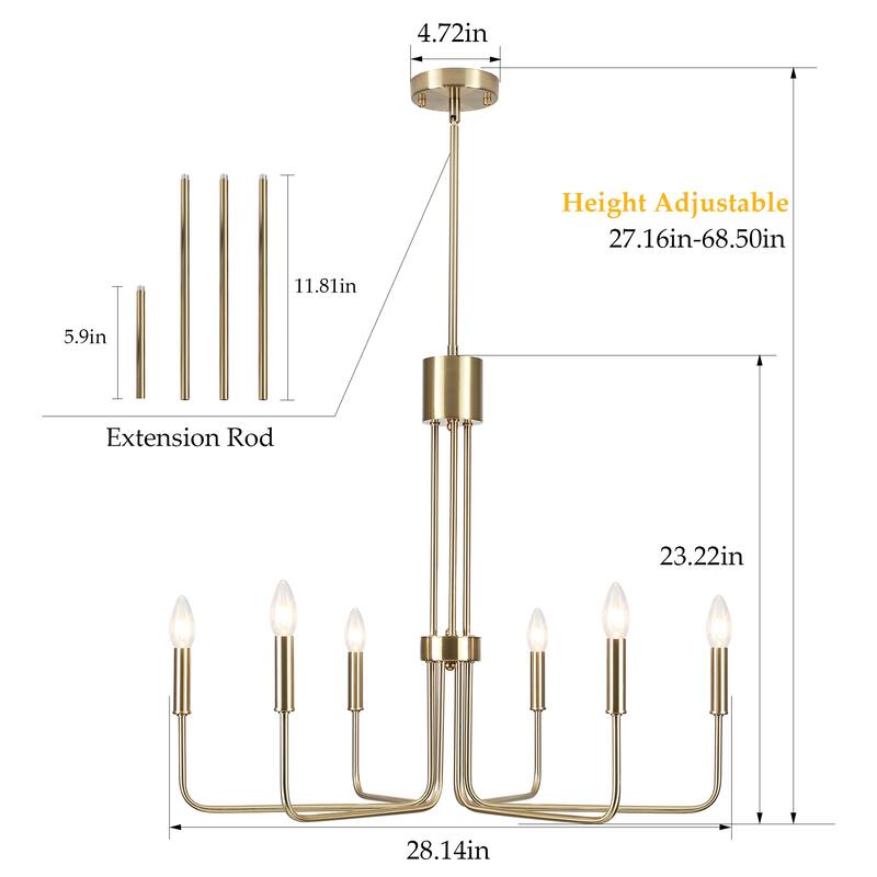 6-Light Candle Style Modern Chandelier for Dining Room