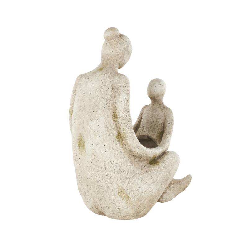 Polystone Family Sitting Indoor Outdoor Planter - Cream - Roche River Decor