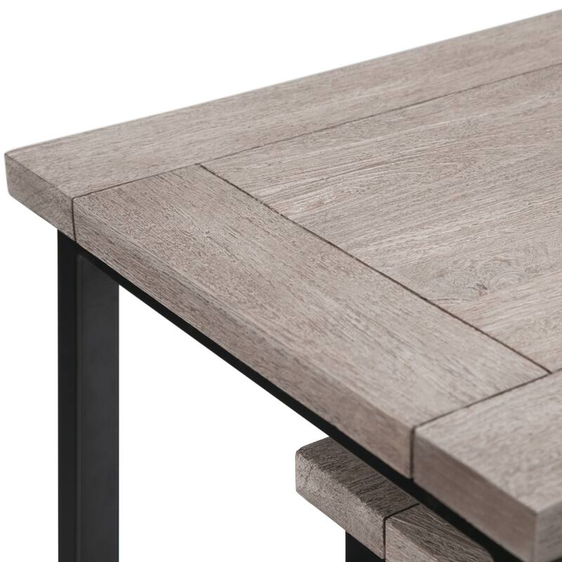 WYNDENHALL Rhonda SOLID MANGO WOOD and Metal 25 inch Wide Rectangle Industrial Nesting 2 Pc Side Table, Fully Assembled