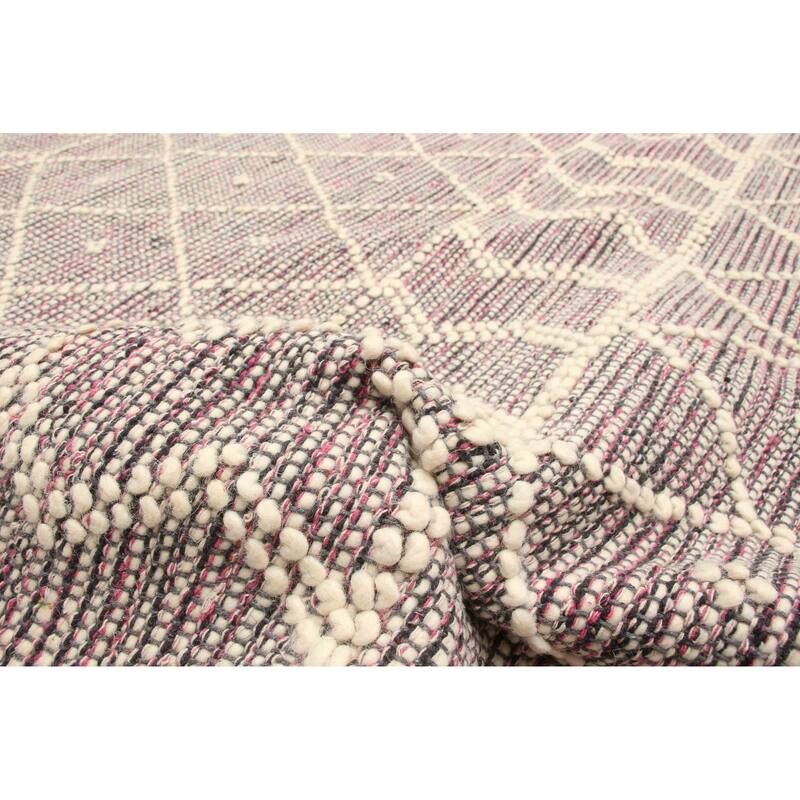 ECARPETGALLERY Braid weave Sienna Pink Wool Rug - 6'1 x 9'5