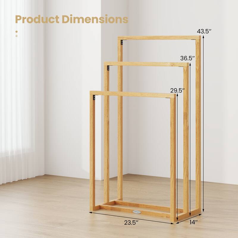 Gymax 3-Tier Freestanding Towel Rack w/ 3 Hanging Crossbars for