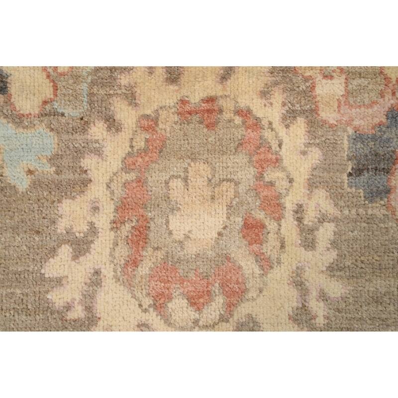 Hand Knotted Oriental 100% Wool Carpet Transitional All-Over Brown Oushak Area Rug - 6' 8'' X 5' 3''