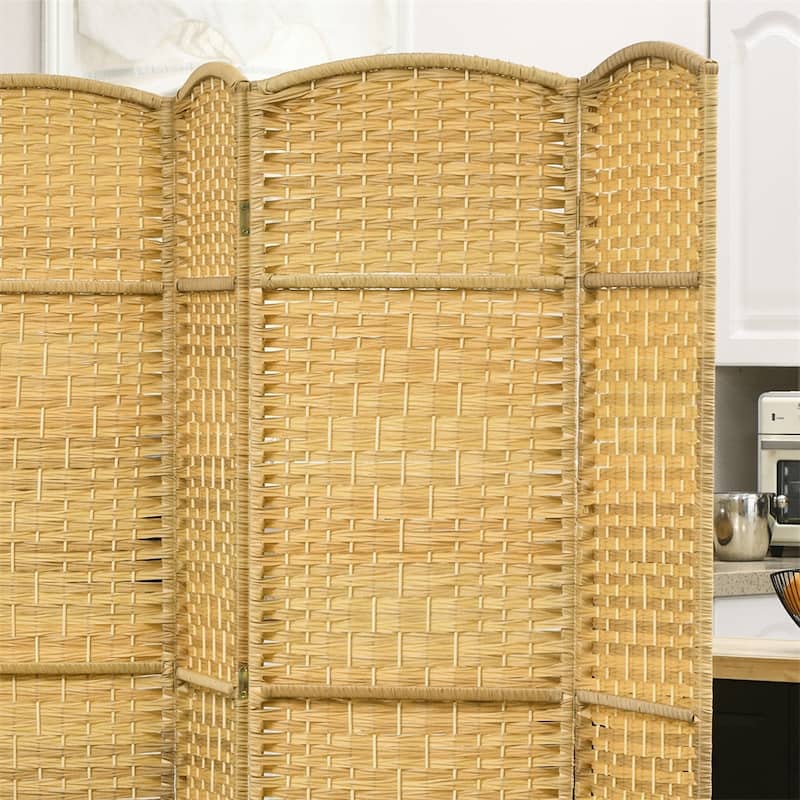 6 Panel Room Divider,6' Tall Folding Privacy Screen,Hand-Woven