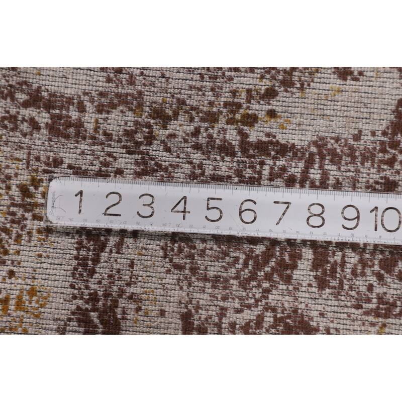 Abstract Indian Area Rug Hand-Knotted Wool Carpet - 6'0" X 9'2"