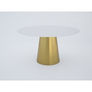 Round Marble Dining Table with Brushed Gold Stainless Steel Base - Bed ...