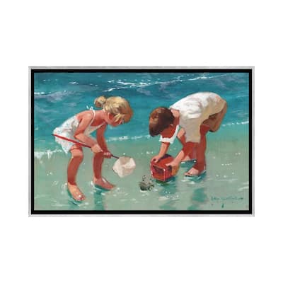 iCanvas "Kids And Crab" by John Haskins Framed