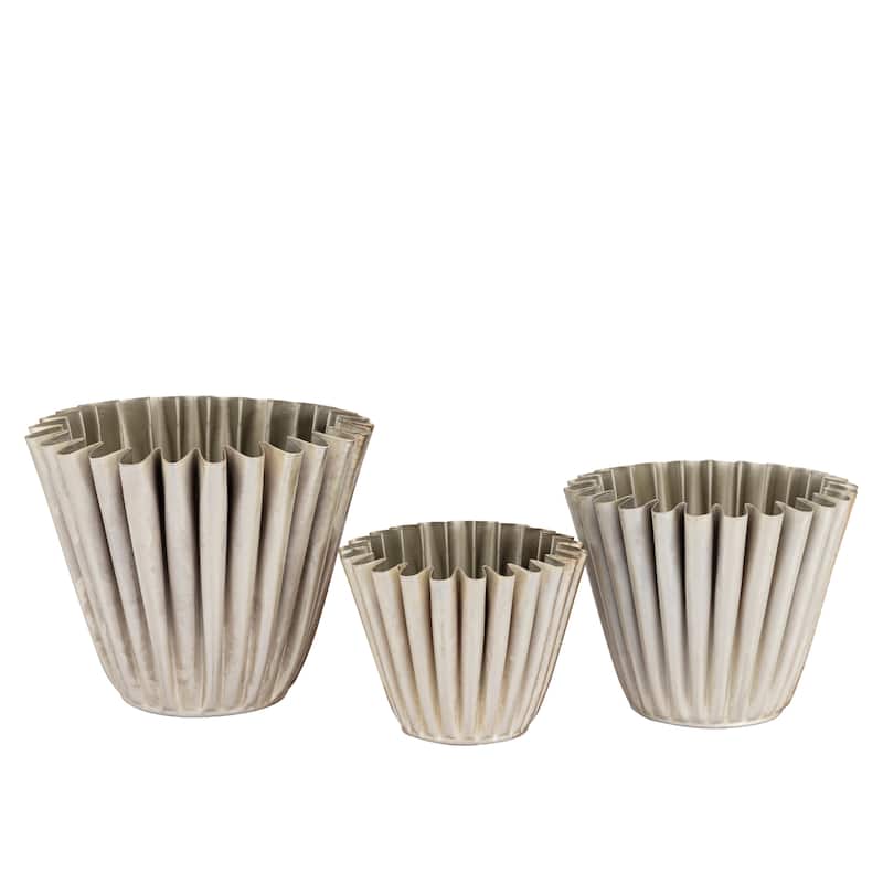 Silver Gold Crackle Finish Planters Set of 3 - SILVER GOLD CRACKLE