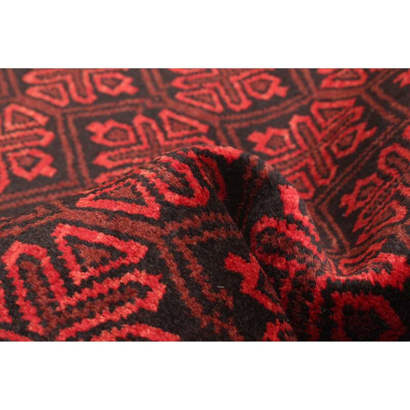 ECARPETGALLERY Hand-knotted Baluch Dark Brown Wool Rug - 2'1 x 6'3