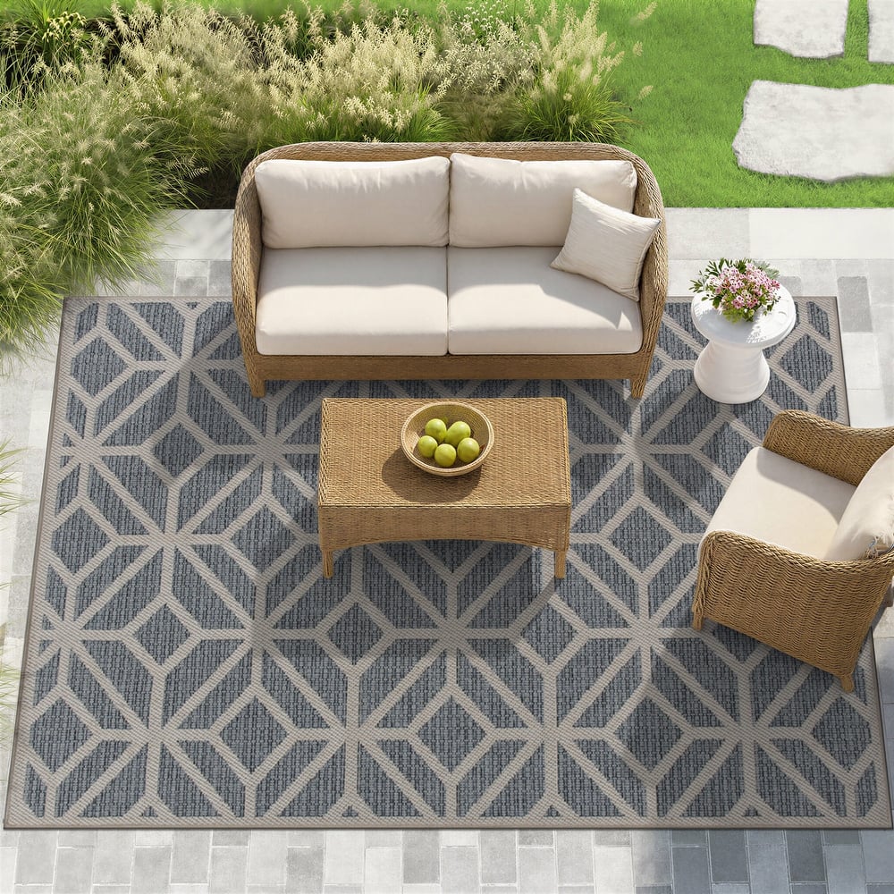 World Rug Gallery Modern Contemporary Geometric Indoor/Outdoor Area Rug