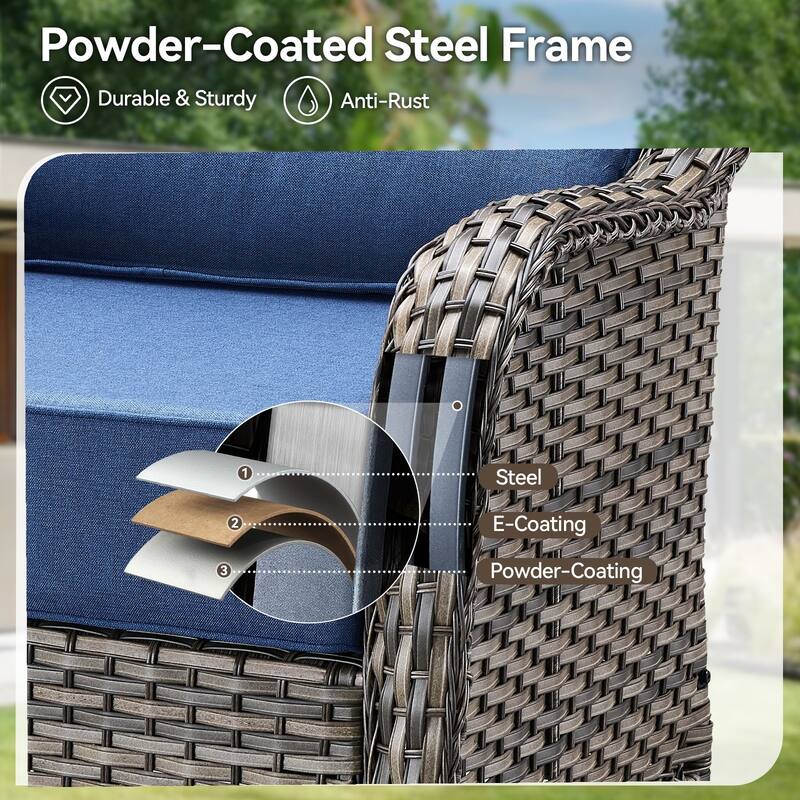 Pocassy Outdoor 6" Swivel Chairs with Fire Pit Table
