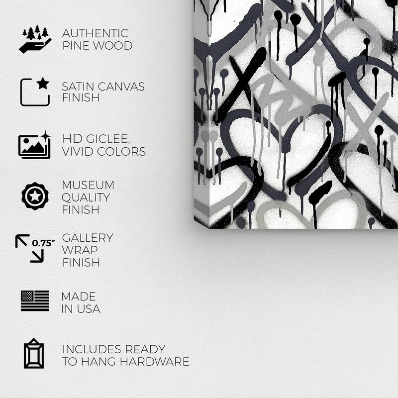 Wynwood Studio Abstract Corey Paige - Hearts Grays with Purple Accent Black and Modern & Contemporary Wall Art Canvas Print