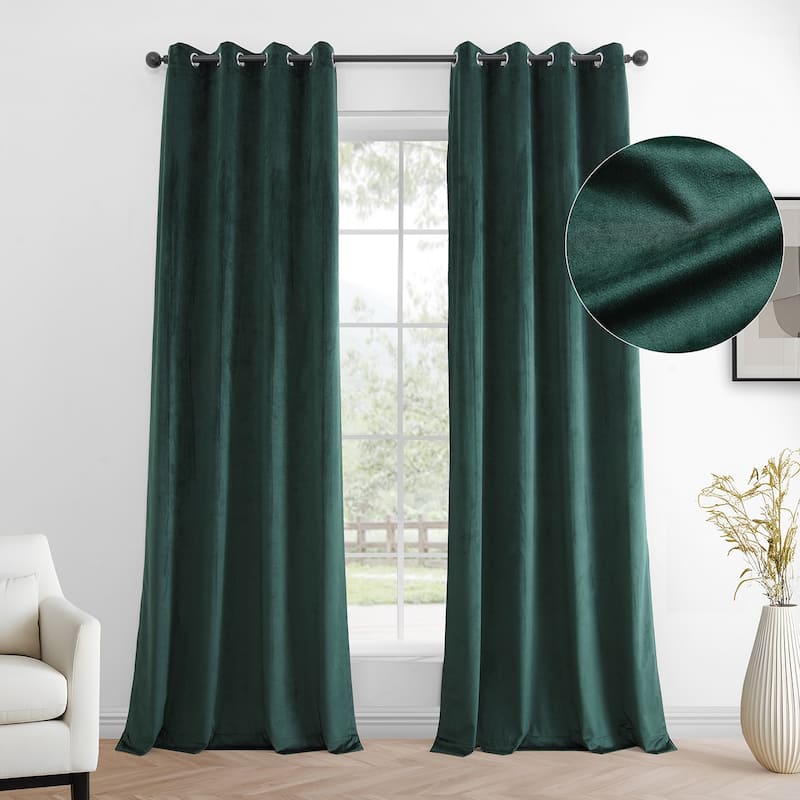 Exclusive Fabrics Simply Velvet Grommet Room Darkening Curtains for Bedroom & Living Room Curtains Pair (2 Panels))