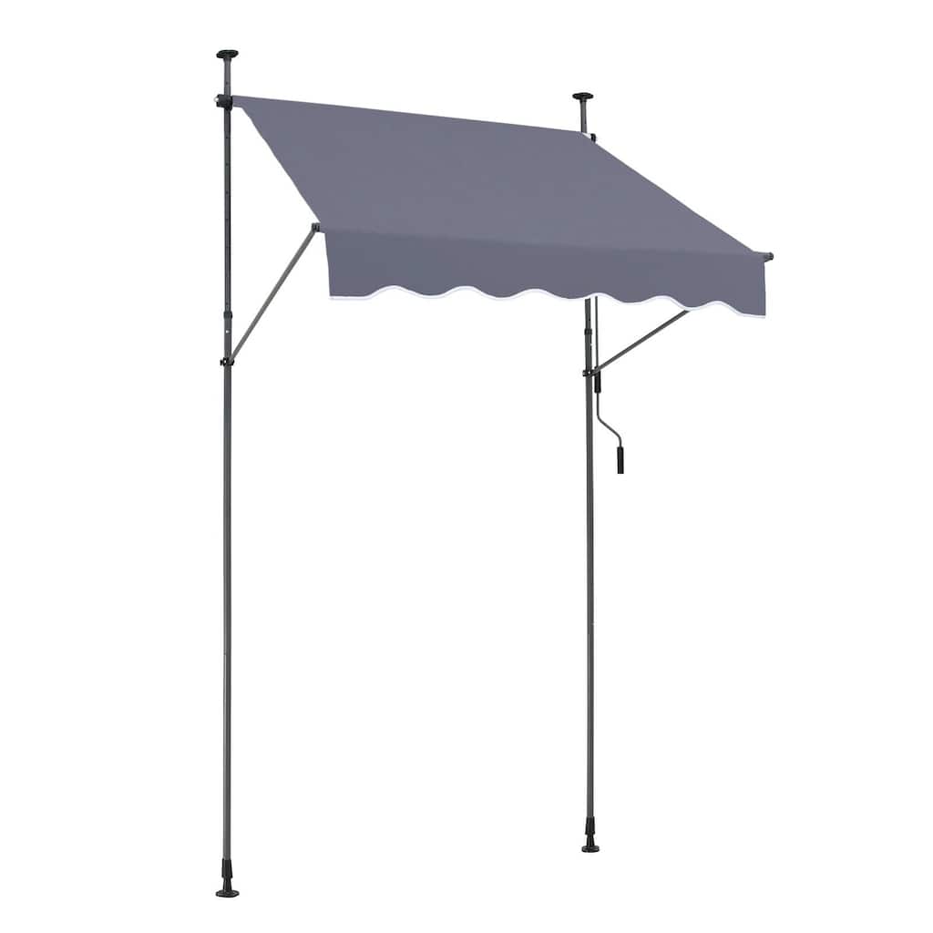 Outdoor Retractable Awning 59x47", Waterproof Sun Shade with Crank - 59 x 47 x 122 Inches