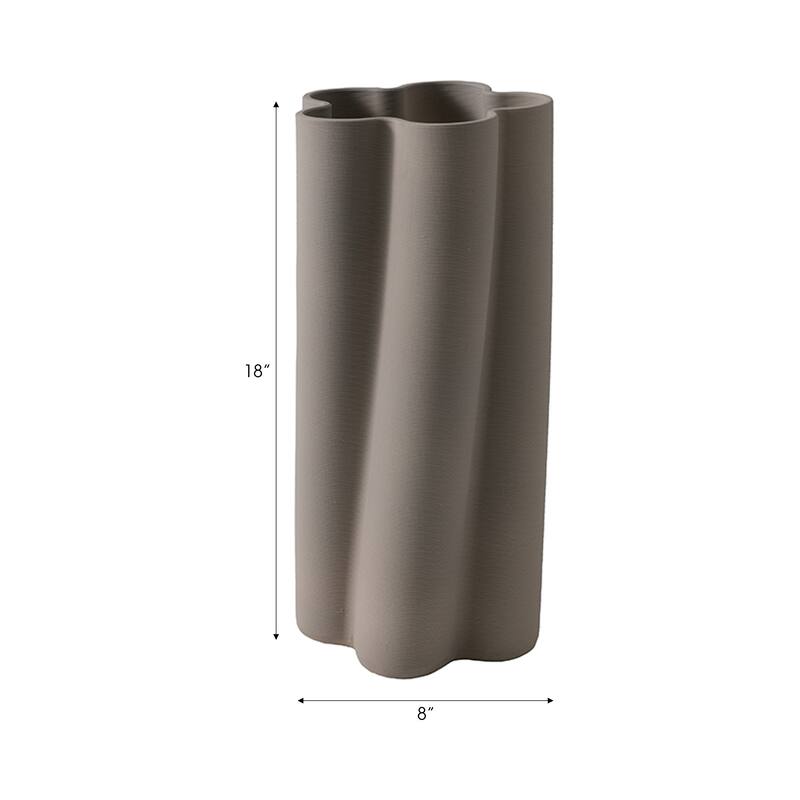 Porcelain Vase Sculptural Vertical Wave Design with Curved Silhouette