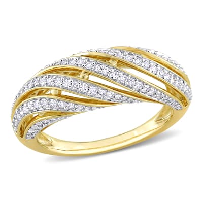 Miadora 1/2ct TDW Diamond Swirl Design Ring in 14k Yellow Gold