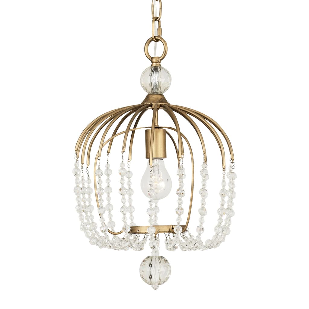Varaluz Voliere 1-Light Crystal Pendant - Havana Gold