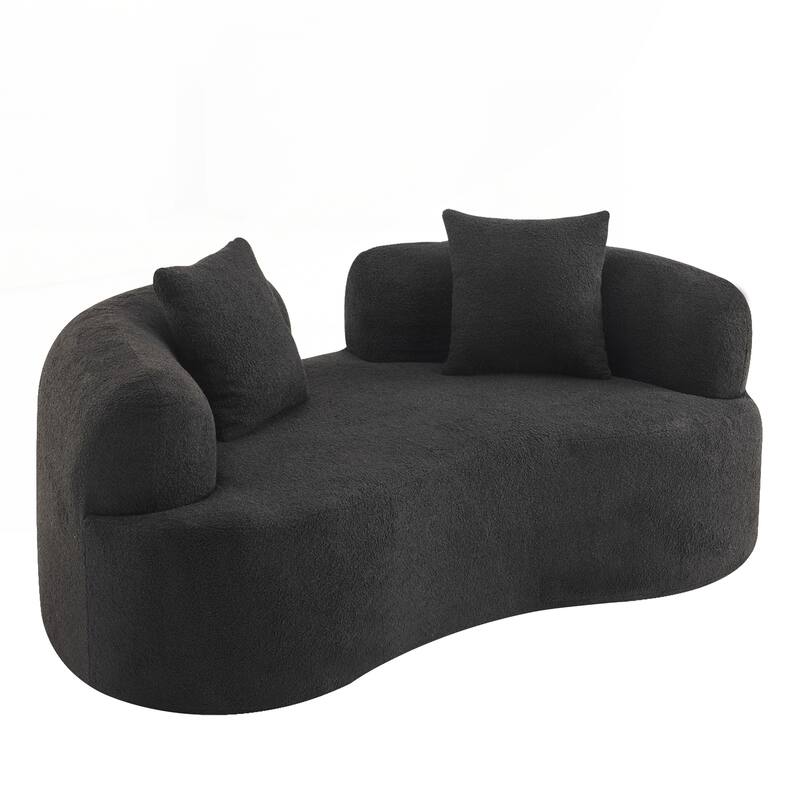 66.93 Inch Curved Loveseat Compression Sponge Sofa