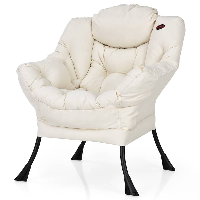 Modern Lazy Chair Accent Lounge Chair Single Sofa Chair - Beige