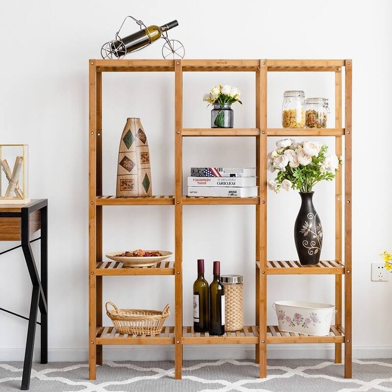 Eco-Friendly Bamboo 4-Shelf Bookcase Storage Rack - 45.5" x 12.5" x 55.5" (L x W x H)