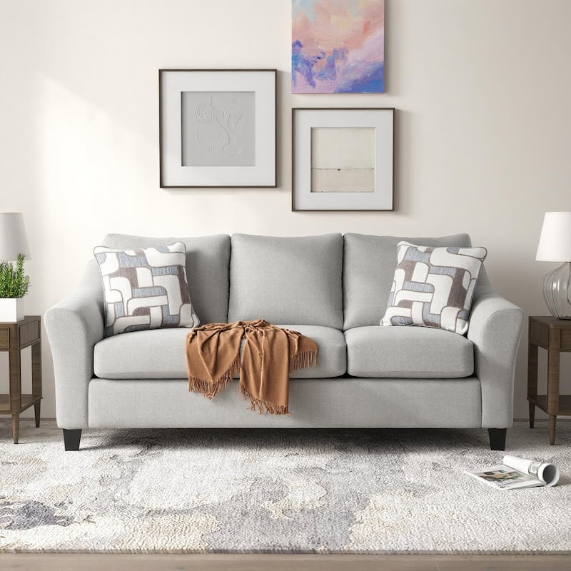 Roundhill Furniture Elaris Contemporary Flared Arm Sofa with Soft Chenille Upholstery, Taupe - 7'6" x 9'6"