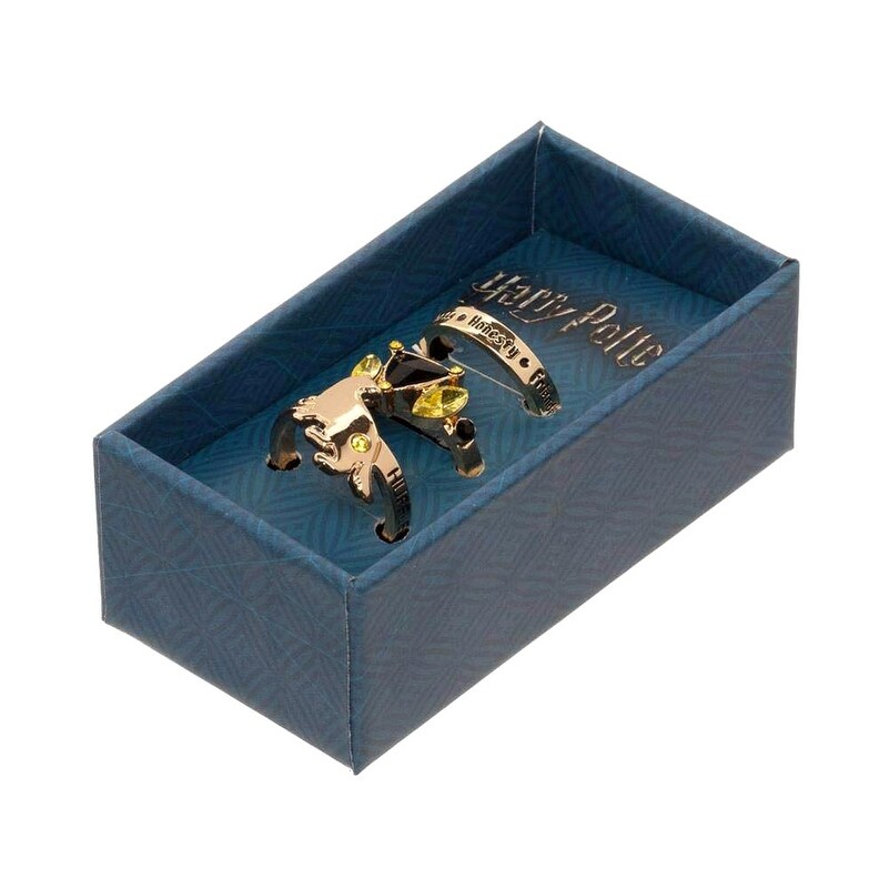 Shop Harry Potter Hufflepuff Ring Set 3 Pack In Gift Box Overstock 22510041