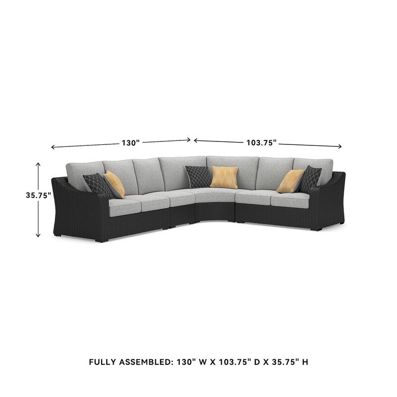Signature Design by Ashley Beachcroft Black/Gray 4-Piece Outdoor Sectional - 180" W x 145" D x 35" H