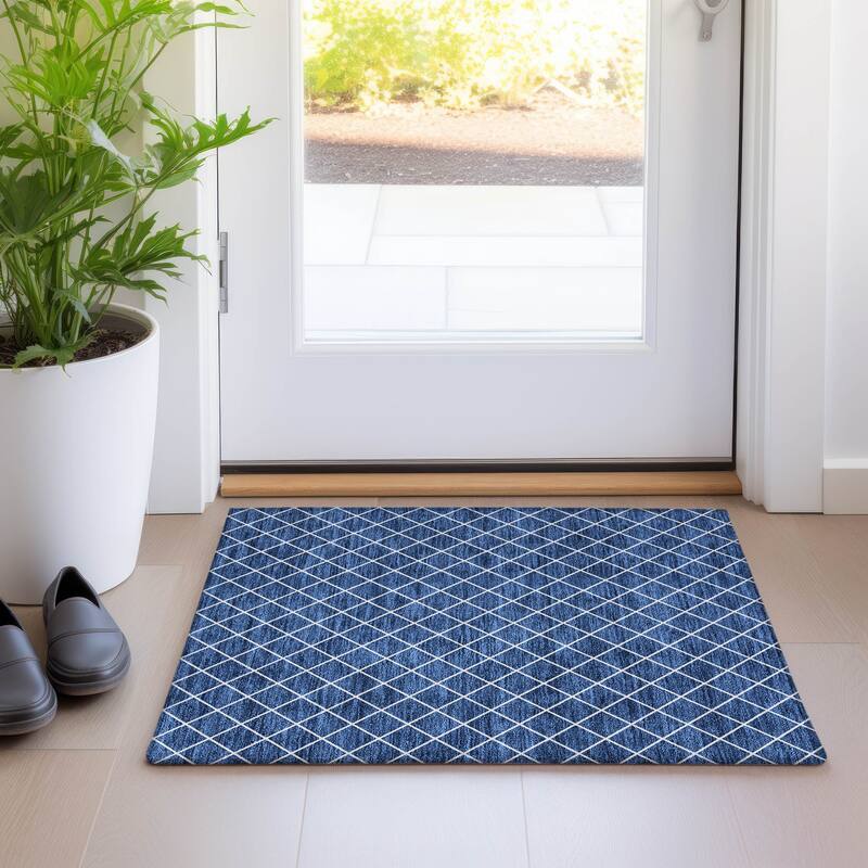 Premium Washable Super Soft Diamond Trellis Mayfield Rug - Navy - 1'8" x 2'6"