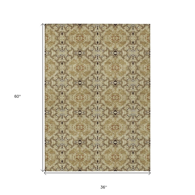 HomeRoots Medallion Transitional Rectangle Outdoor Rug