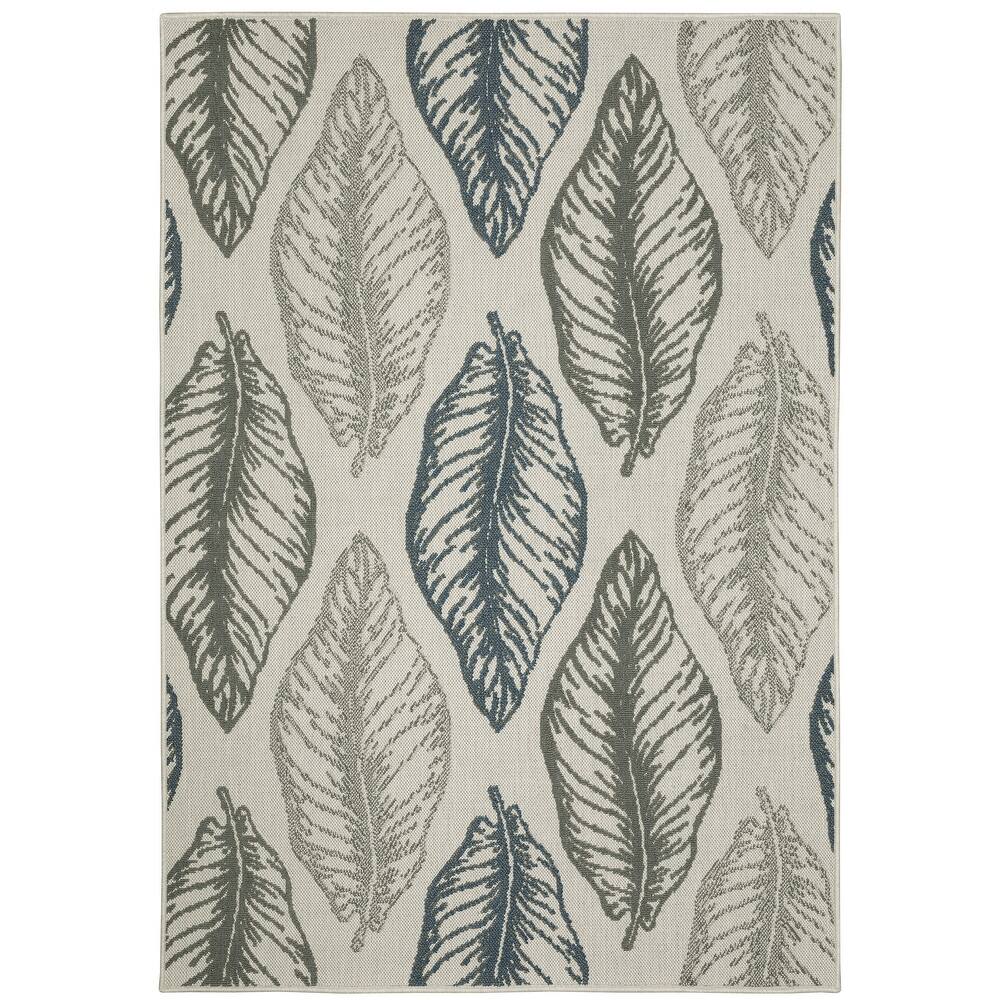 Vista Home Talcot Tropical Leaf Grey/Teal Indoor-Outdoor Area Rug