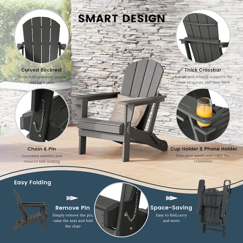 Polytrends Alvaro Outdoor Adirondack Chair with Cup Holder (Set of 2)
