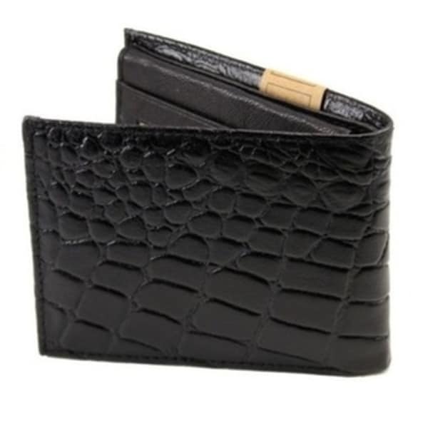 Shop Mens Alligator Bifold Genuine Leather Print Crocodile Black Wallet - Overstock - 23081954