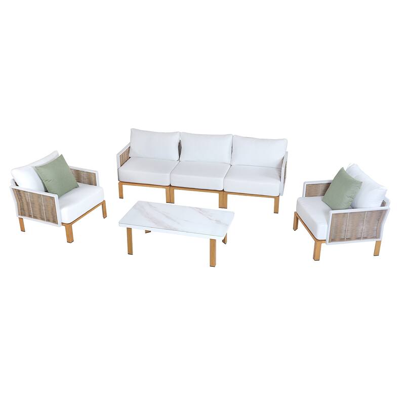 Manhattan Comfort Vine Modern 4-Piece Patio Conversation Set