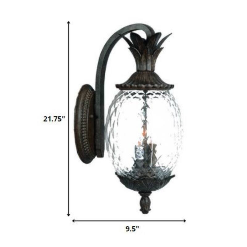 Aluminum Flush Mount Light with Pineapple Glass Shade3 Light LED - 12.50” x 9.50” x 21.75” (D x W x H)