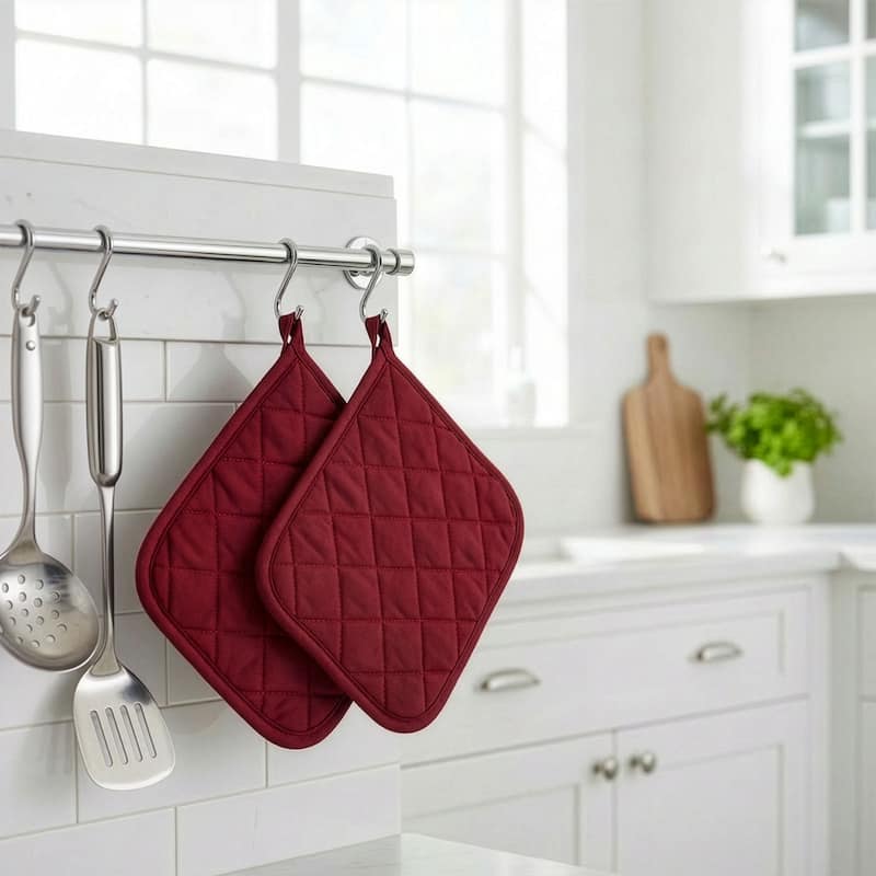 Pot Holder Set With Silicone Grip, Quilted And Heat Resistant (Set of 2) By Windsor Home
