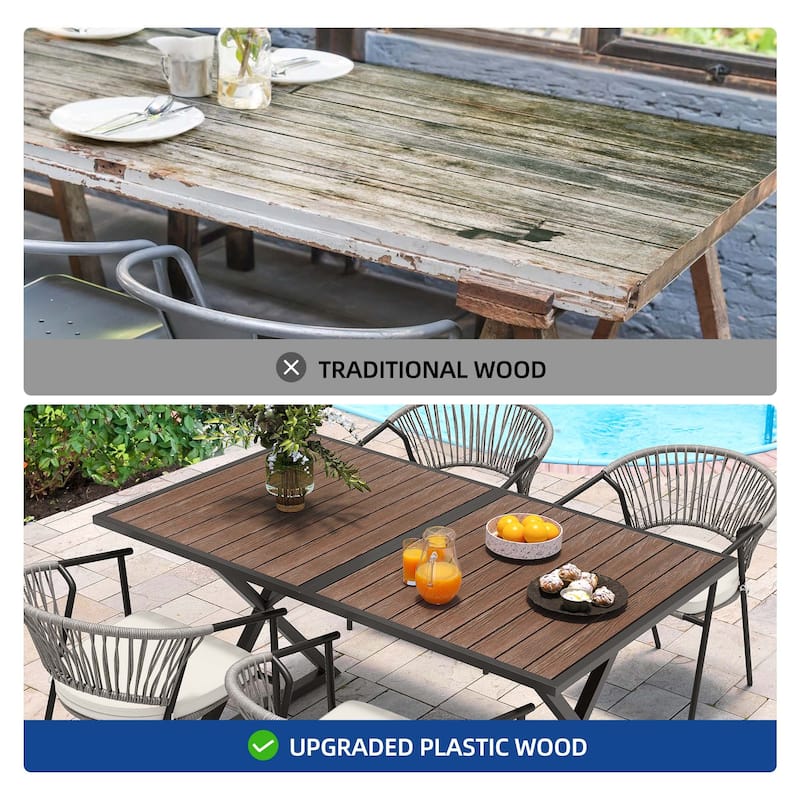 Moasis 59" Rectangle Outdoor Plastic Wood Patio Dining Table For up to 6 People