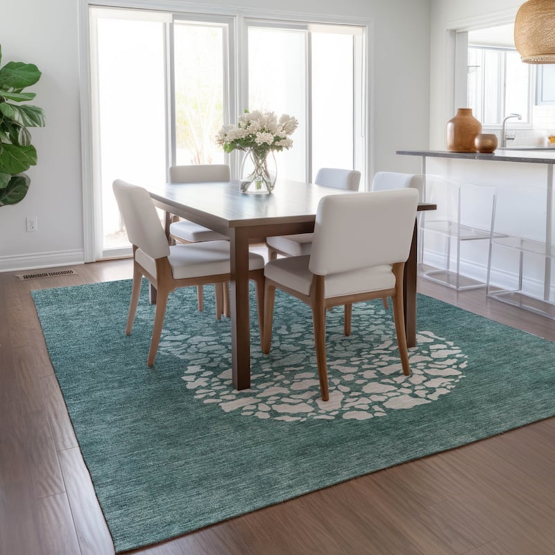 Machine Washable Indoor/ Outdoor Chantille Modern Mosaic Rug