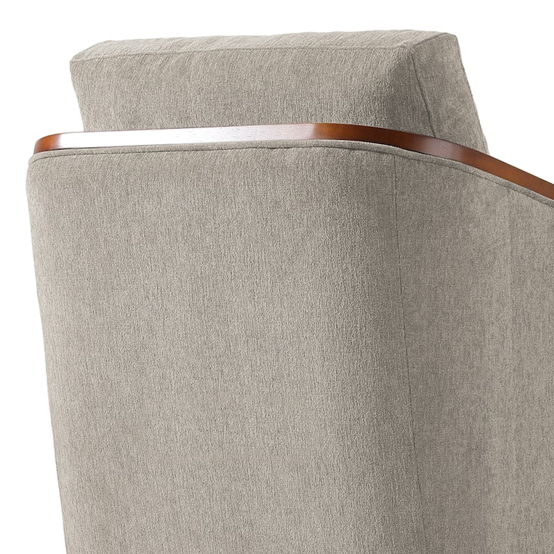 Set of 2 Modern Swivel Accent Barrel Chairs with Wood Arms