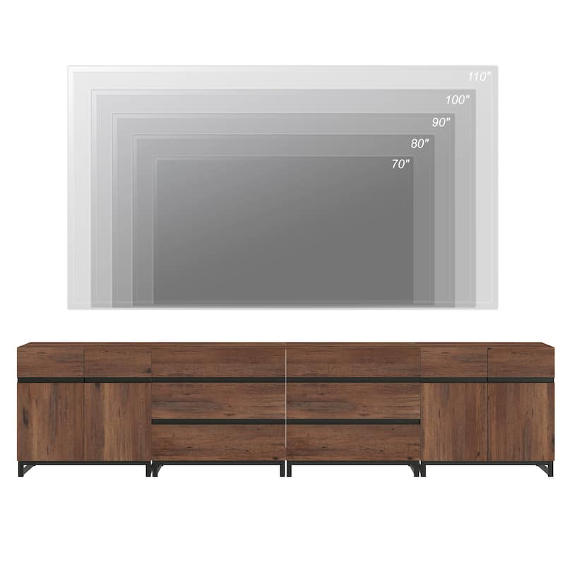 Modern TV Stand for TVs up to 120 inch, 4 in 1 TV Console with Adjustable Shelves and 6 Drawers, Media Console
