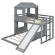 preview thumbnail 11 of 14, Playhouse-inspired Style Twin Over Full Wooden Bunk Bed,Loft Bed with Playhouse,Farmhouse, Ladder, Slide and Guardrails