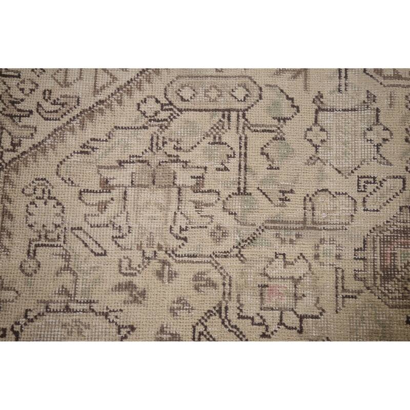 Distressed Tabriz Vintage Persian Rug Handmade Medallion Wool Carpet - 6'5" x 9'2"