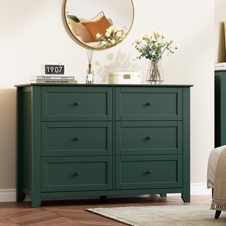 Green 6 Drawer Dresser for Bedroom, Wide Wooden Chest with Deep  Drawers,Modern Storage Organizer for Hallway, Entryway - On Sale - Bed Bath  & Beyond - 43397005