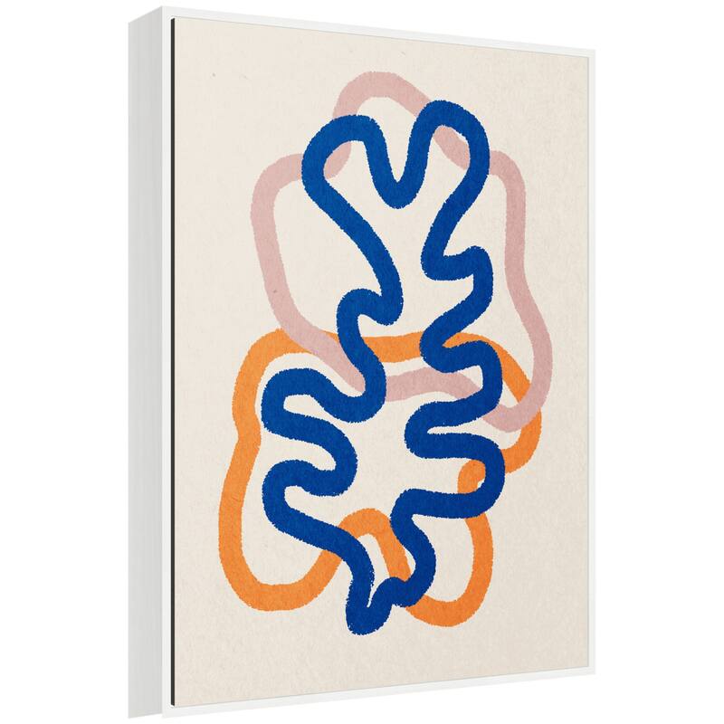 Kate and Laurel Sylvie Abstract Line Art Print 2 Framed Canvas by July Art Prints - 28x38 - White