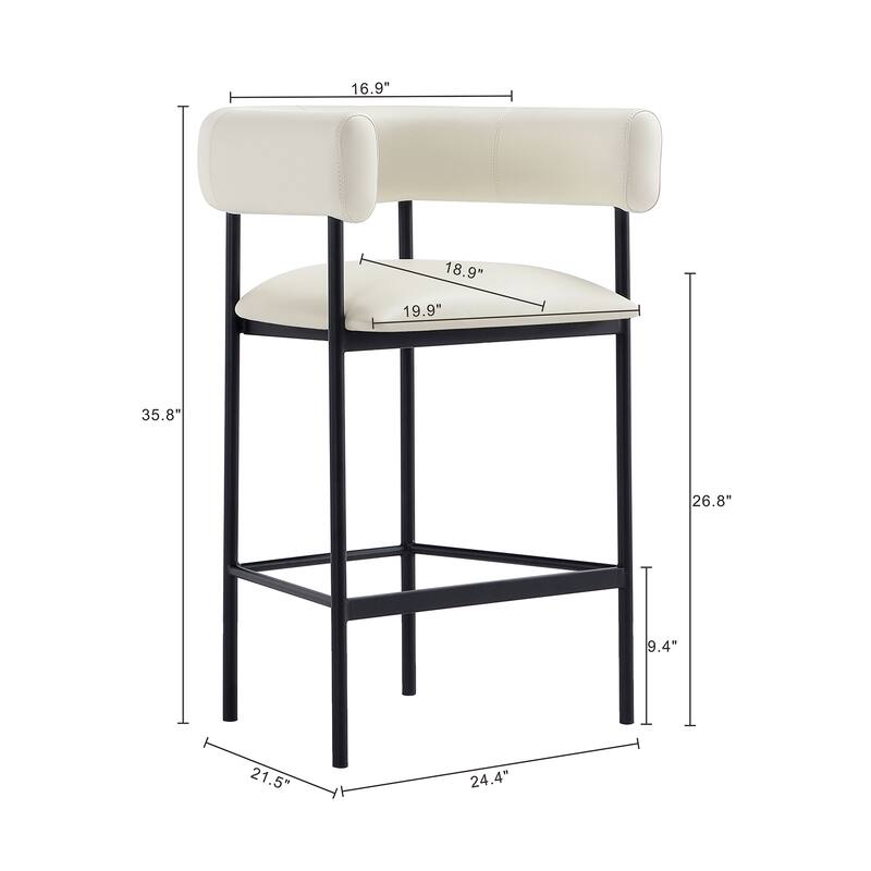 Manhattan Comfort Onda Metal Vegan Leather Counter Stool