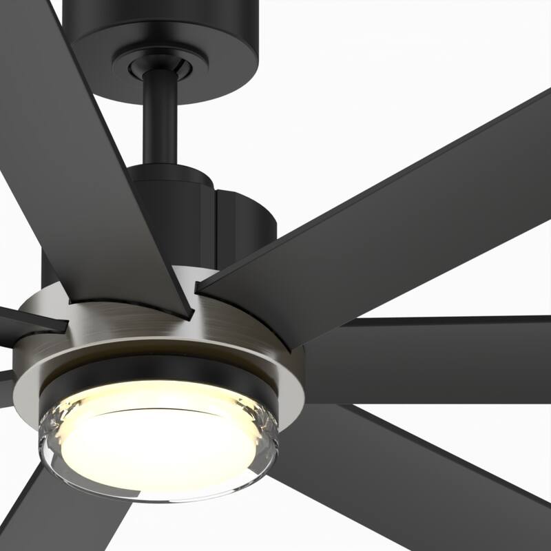 Pendry 56 inch Indoor/Outdoor Ceiling Fan - Black with Brushed Nickel Accent