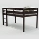 preview thumbnail 14 of 19, Twin Size Low Loft Bed with Ladder & Guardrails, Wooden Twin Bed Frame