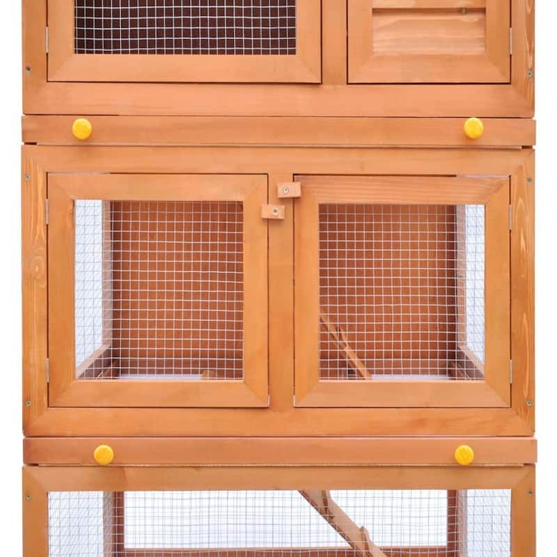 vidaXL Outdoor Rabbit Hutch Small Animal House Pet Cage 3 Layers Wood - 31.5"x28"x63"