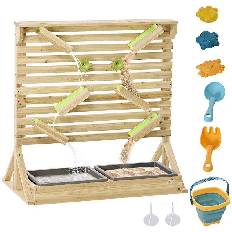 Kids Picnic Table with Umbrella and Storage Inside, Sand and Water Table, Kids Outdoor Furniture, Wooden Bench Backyard