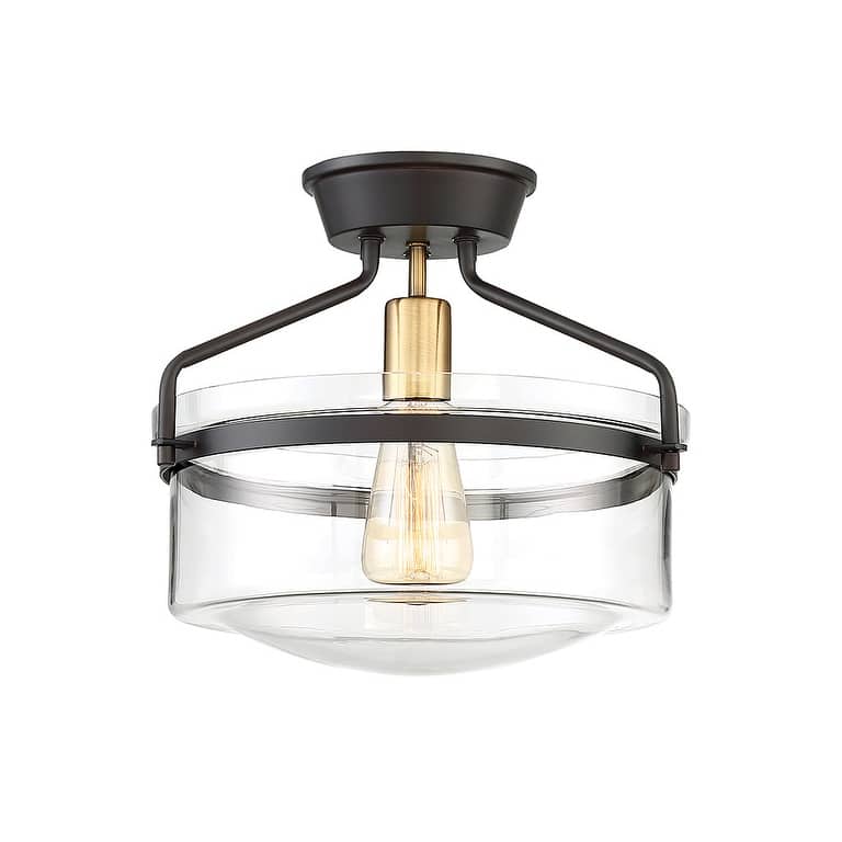 Bellevue Single Light 13" Wide Semi-Flush Bowl Ceiling Fixture