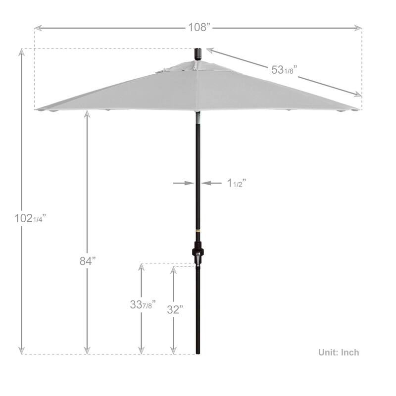 California Umbrella 9' Rd Golden State Series Patio Umbrella Bronze Aluminum Frame Crank Lift Collar Tilt Sunbrella
