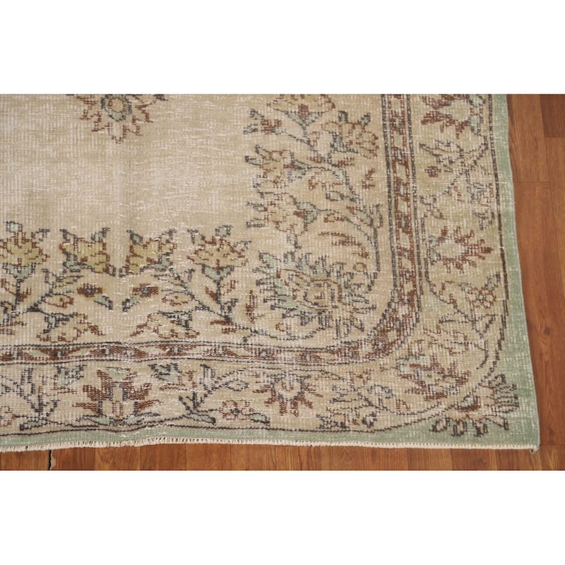 Distressed Anatolian Turkish Vintage Area Rug Handmade Wool Carpet - 5'1"x 8'6"